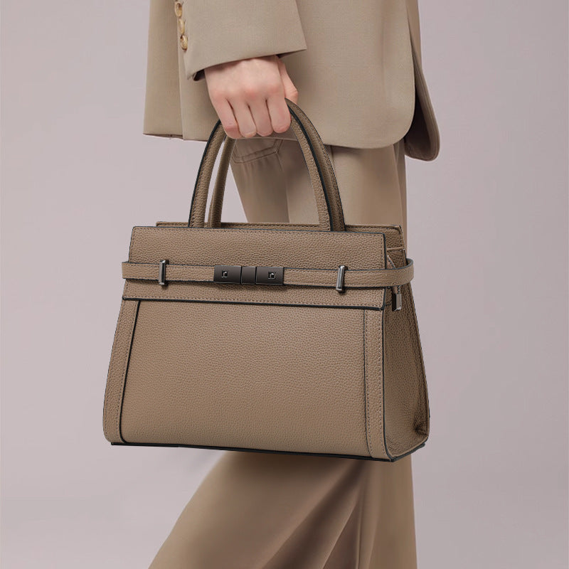 Women's Luxury Handbag | Genuine Leather Clamshell Bag