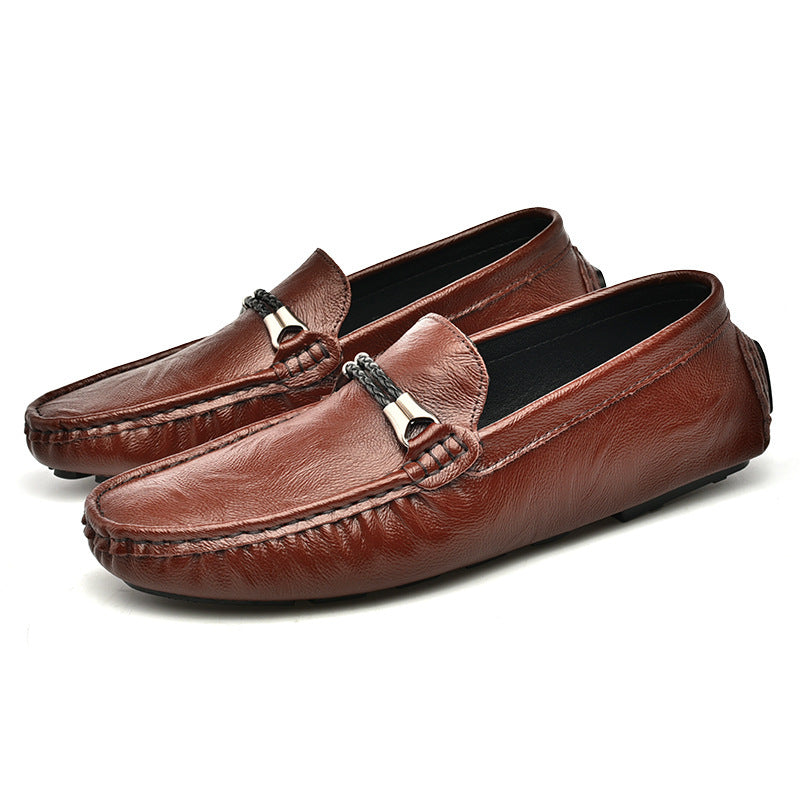 Men’s Plus Size Cowhide Loafers for Effortless British Casual Style
