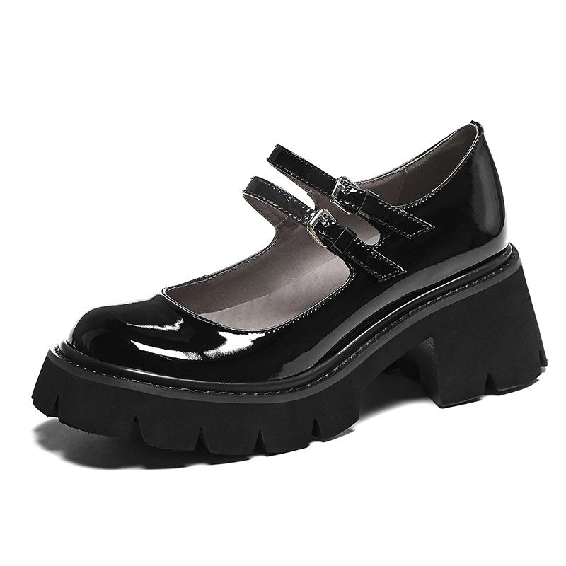 Womens Mary Jane Leather round toe low-top shoes