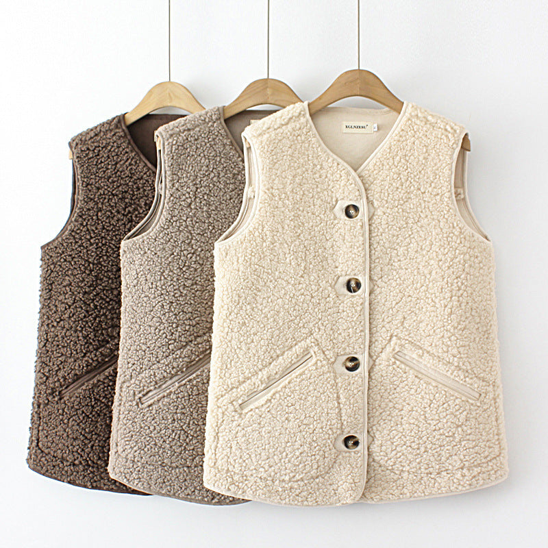 Women's Plus Size Lambswool Vest | Composite Suede Nap