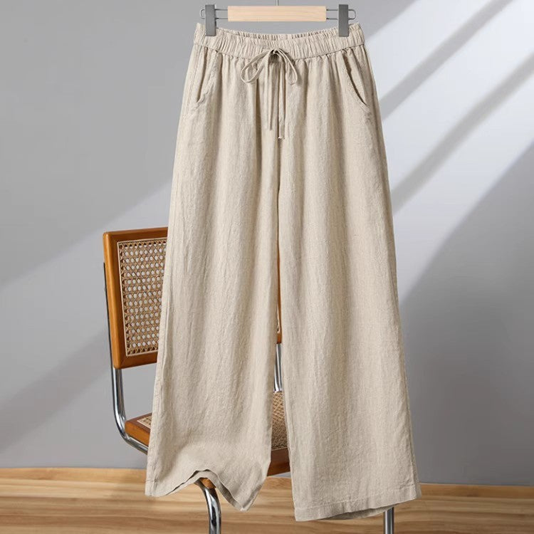 Women’s Lightweight Drawstring Straight Casual Trousers for Everyday Comfort