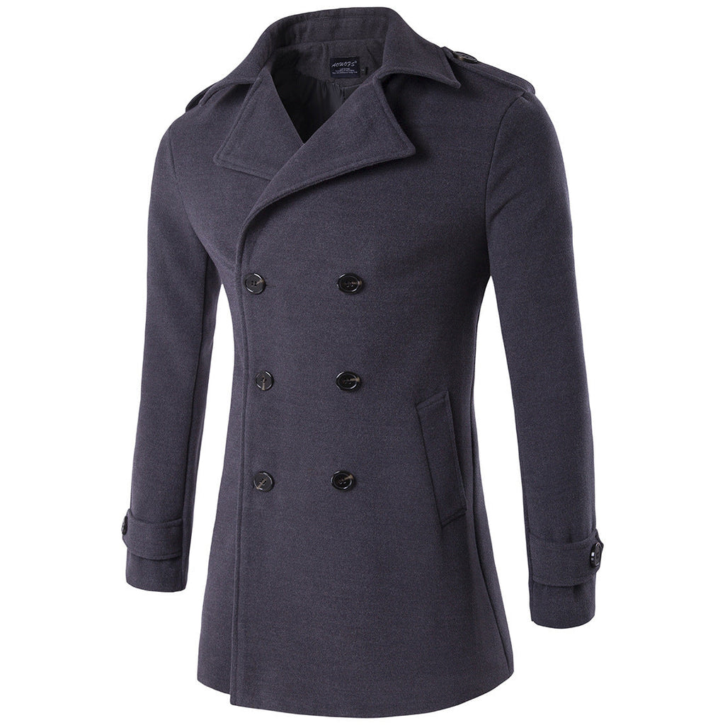 Mens Double-breasted trench coat | Winter Classic Coat