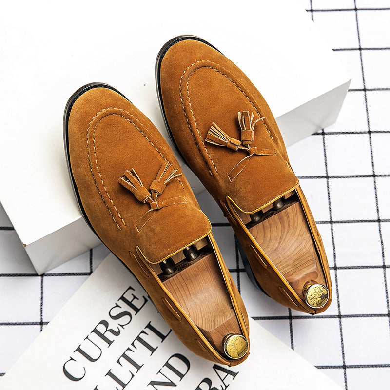 Men’s British Style Leather Tassel Loafers for Casual Elegance