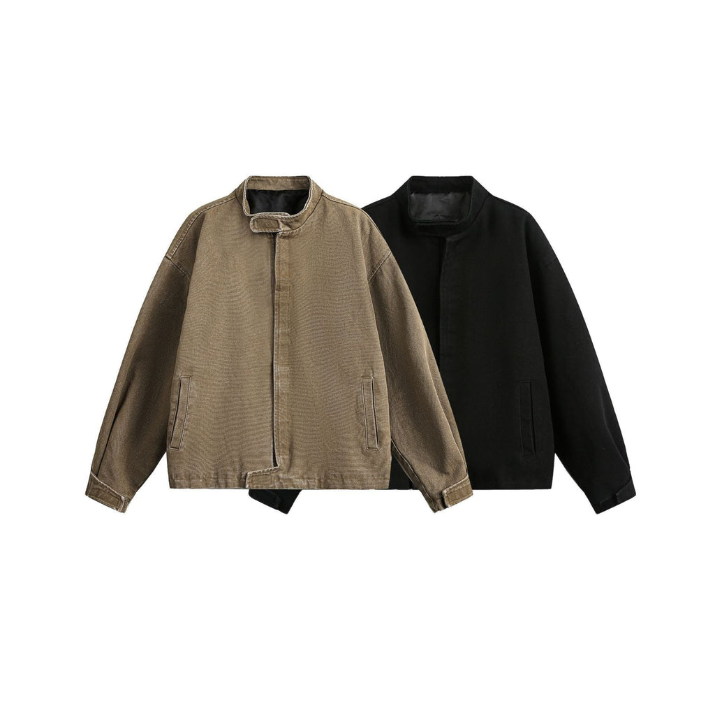 Womens American Retro Simple Loose Padded Shoulder Jacket