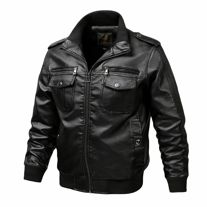 Men's Vintage leather jacket | Retro Biker Style with Pockets and Zipper