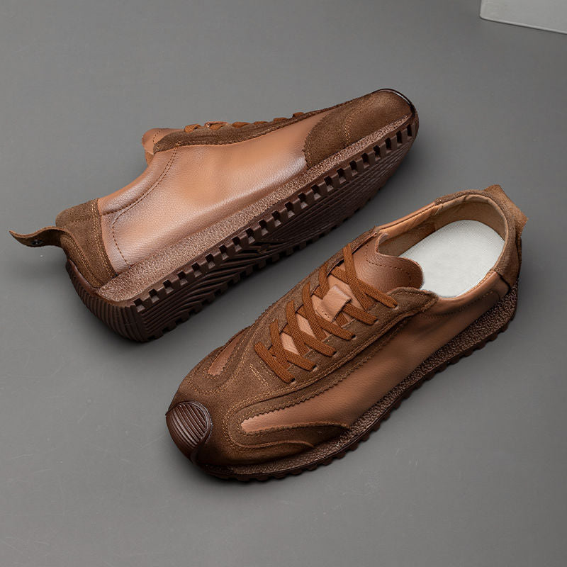 Mens Comfortable Leather Sneakers | Retro Sports Casual Shoes