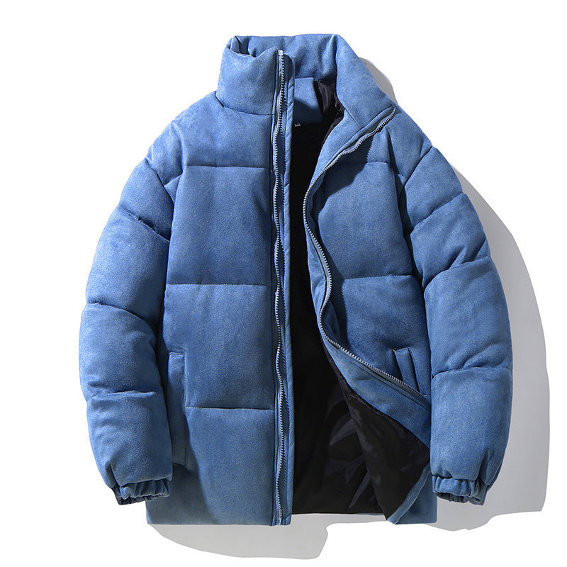 Men's Suede Cotton Puffer Coat for Warmth Comfort and Outdoor Style