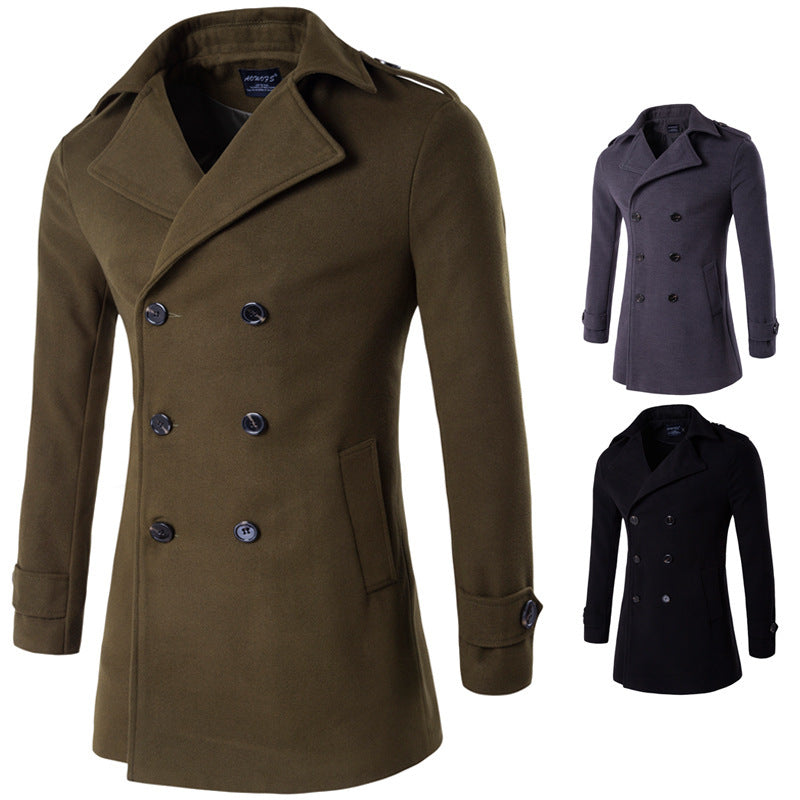 Mens Double-breasted trench coat | Winter Classic Coat
