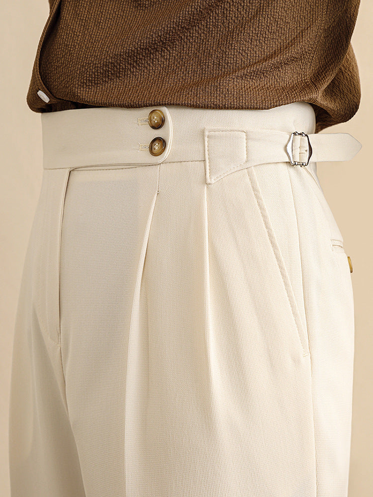 Men’s High Waist Straight Trousers for Classic Old Money Elegance
