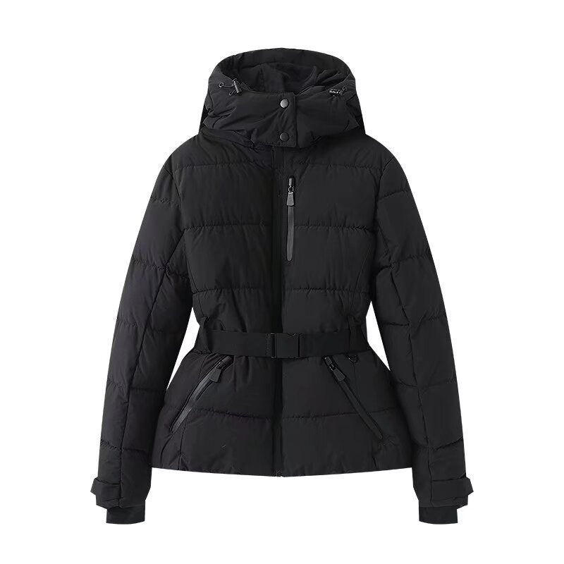Women's Waist Slimming Jacket With Belt | Cotton-padded Winter Jacket