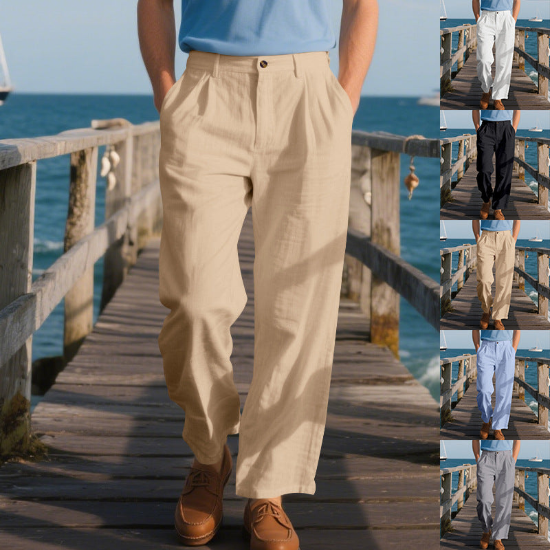 Men’s Straight Linen Business Pants for Comfortable Everyday Elegance