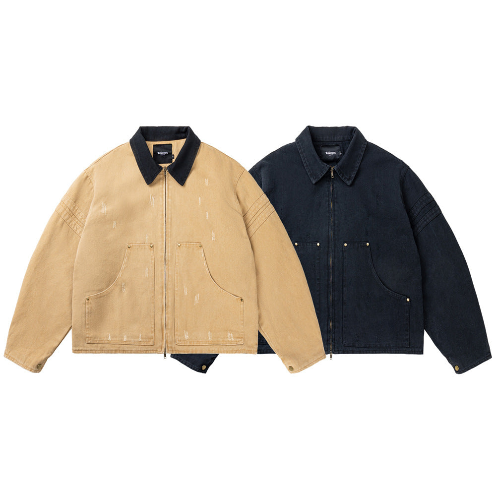 Mens Barnwind Heavy Canvas Cleanfit Washed Distressed Workwear Jacket