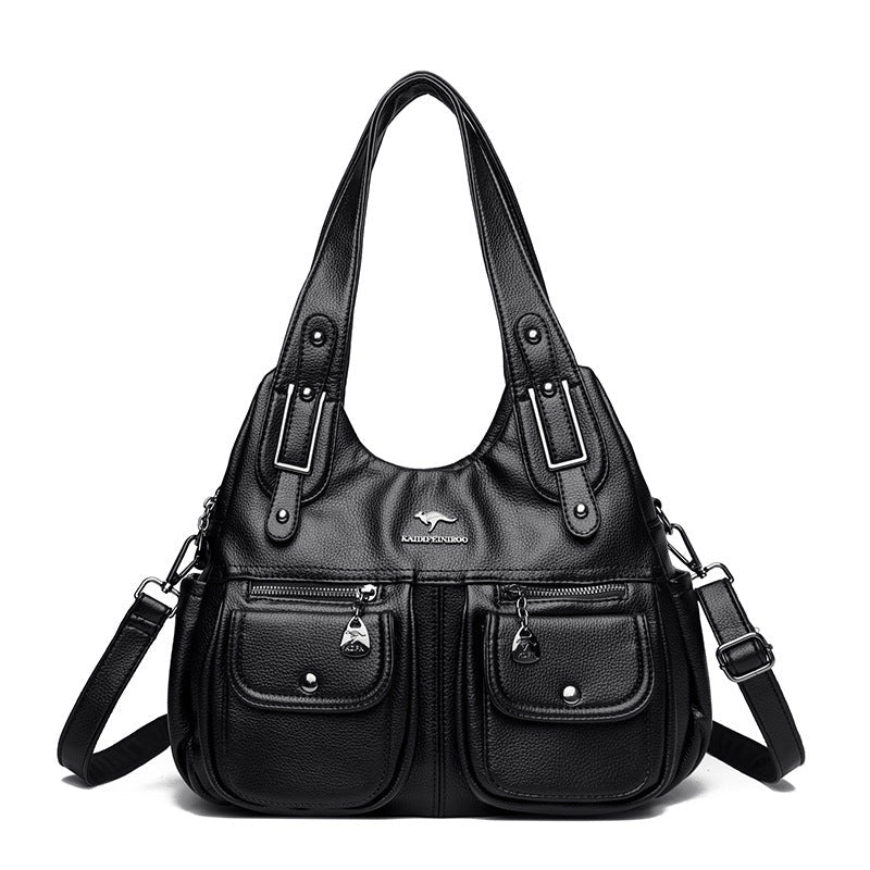Womens Large capacity Bag | Middle-aged Mom Solid Color Crossbody Handbag