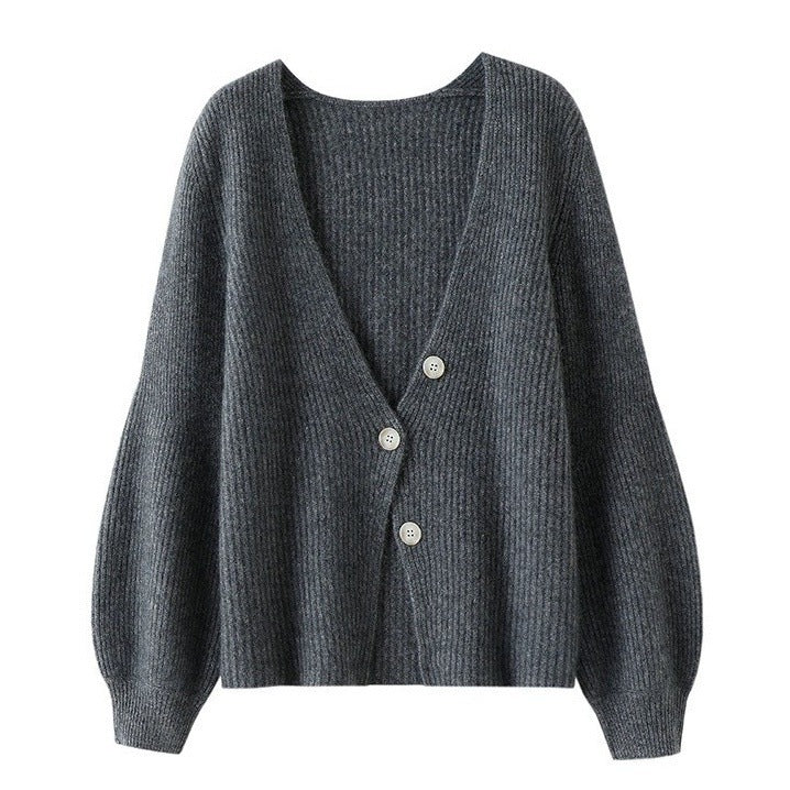 Women's Solid Color Loose Knitted Cardigan