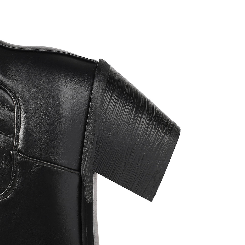 Women's Mid-heel Low-top Solid Color Martin Boots