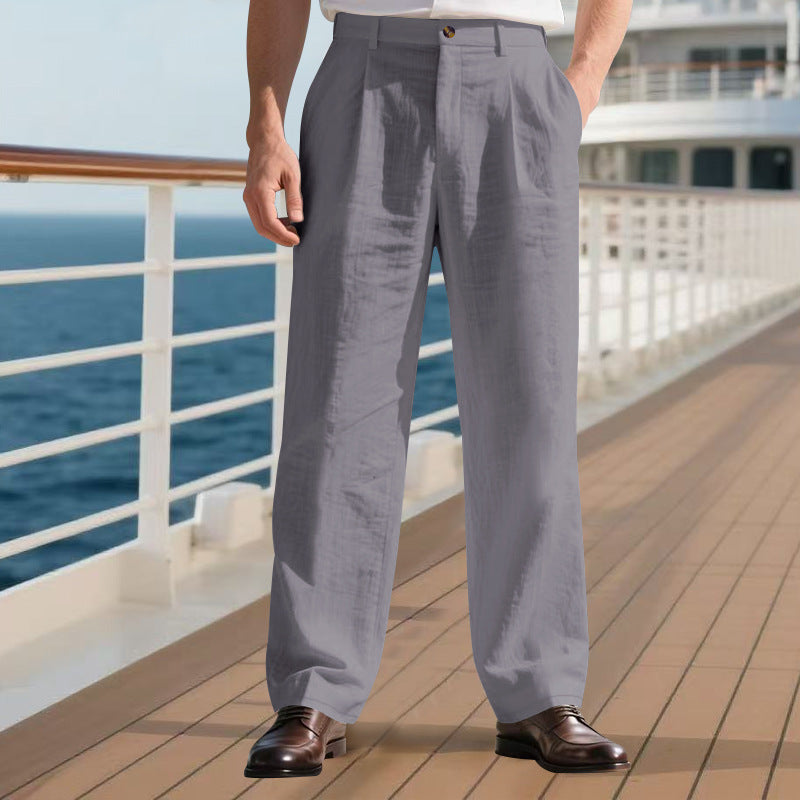 Men’s Straight Linen Business Pants for Comfortable Everyday Elegance