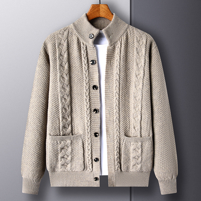 Men's Retro Jacquard Knit Cardigan for Warmth and Everyday Style