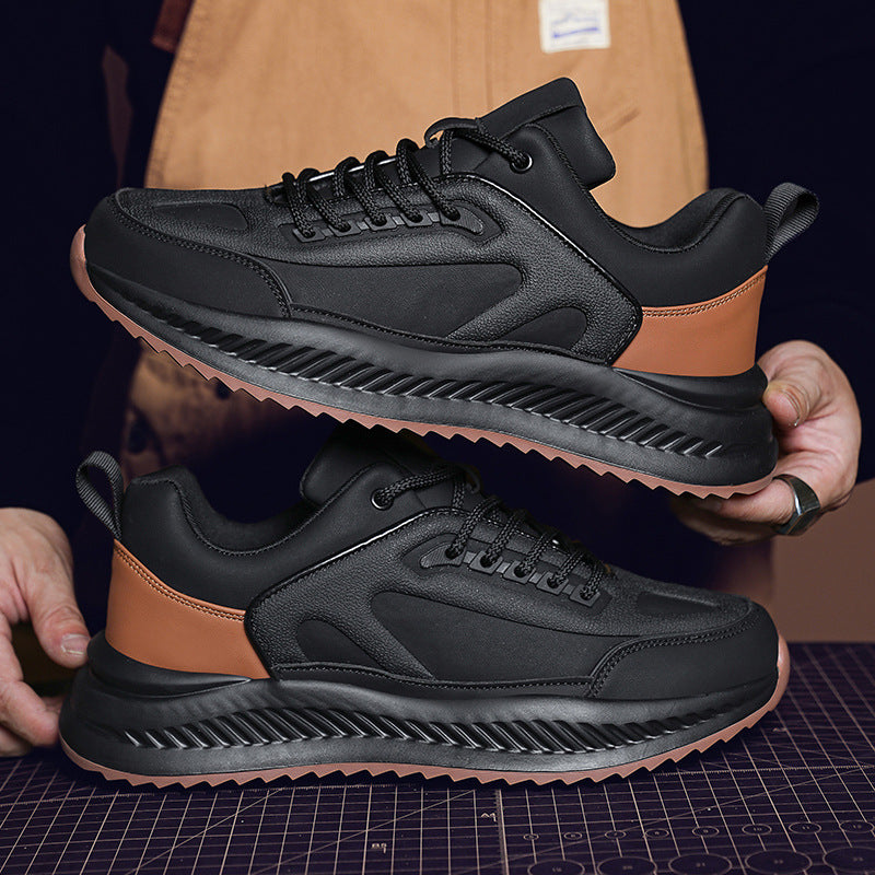 Men's Platform Lightweight Soft Sole Sports Leather Casual Sneakers