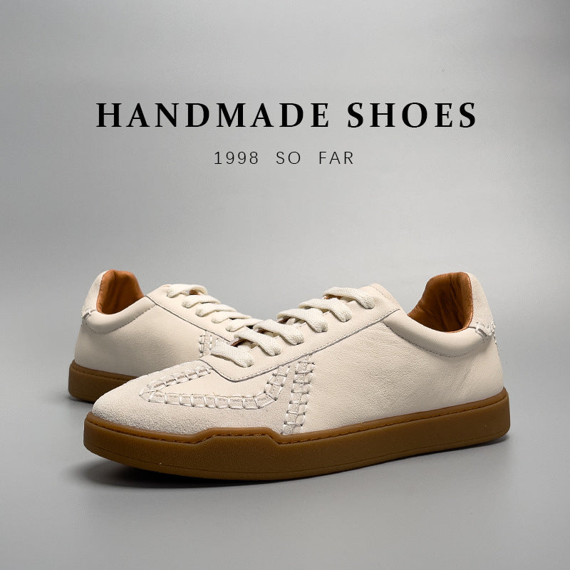 Mens Baseball Low-cut Genuine Leather Sneakers OFF White Shoes