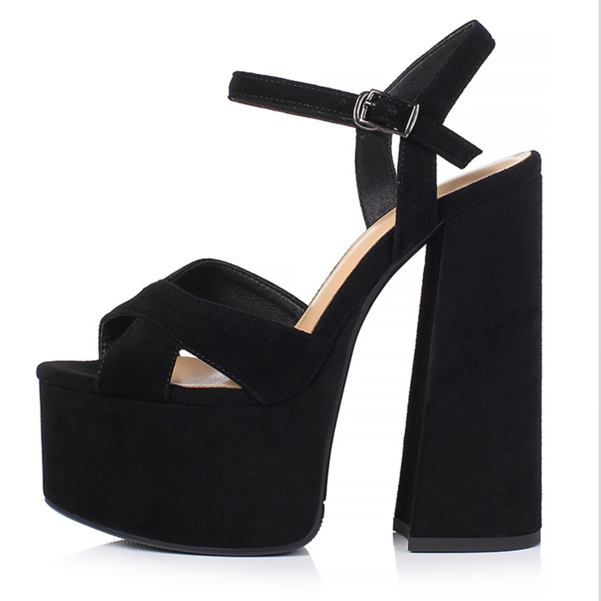Women's Chunky Heel | Leather High Heel Platform Sandals