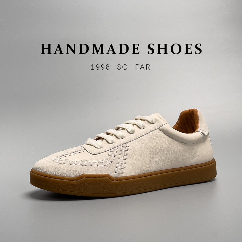 Mens Baseball Low-cut Genuine Leather Sneakers OFF White Shoes