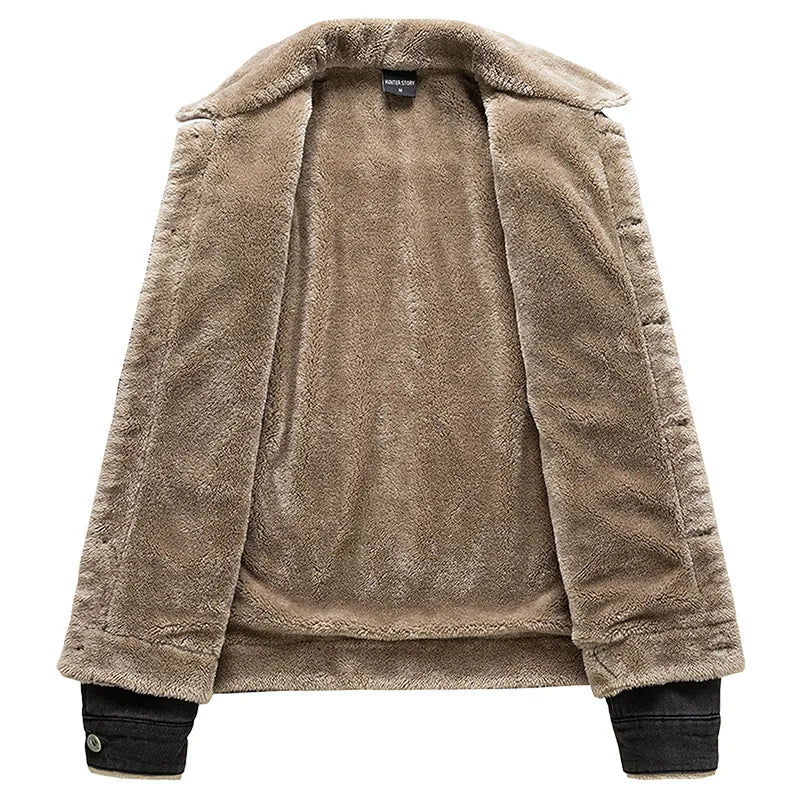Mens Fleece Thickened Denim Jacket | Winter Warm Vintage Casual Streetwear Coat