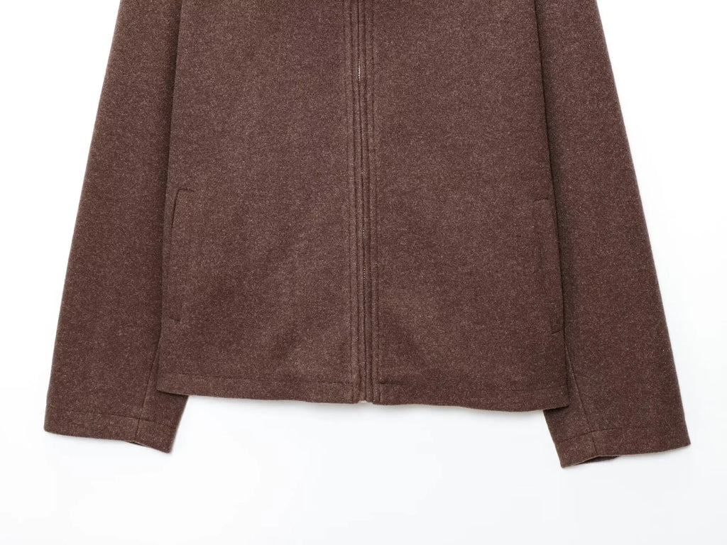 Women's Lapel Woolen Jacket | Textured Casual Versatile Coat