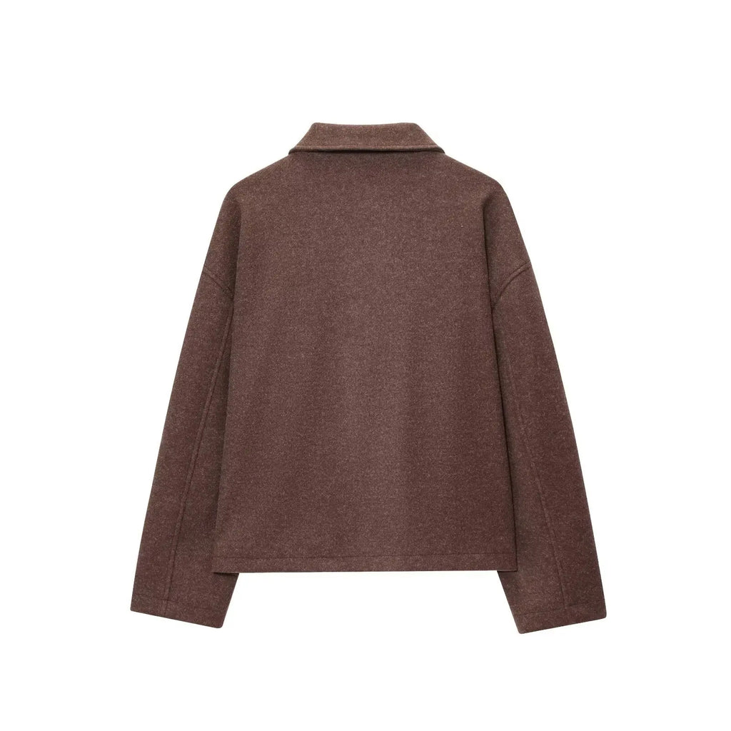 Women's Lapel Woolen Jacket | Textured Casual Versatile Coat