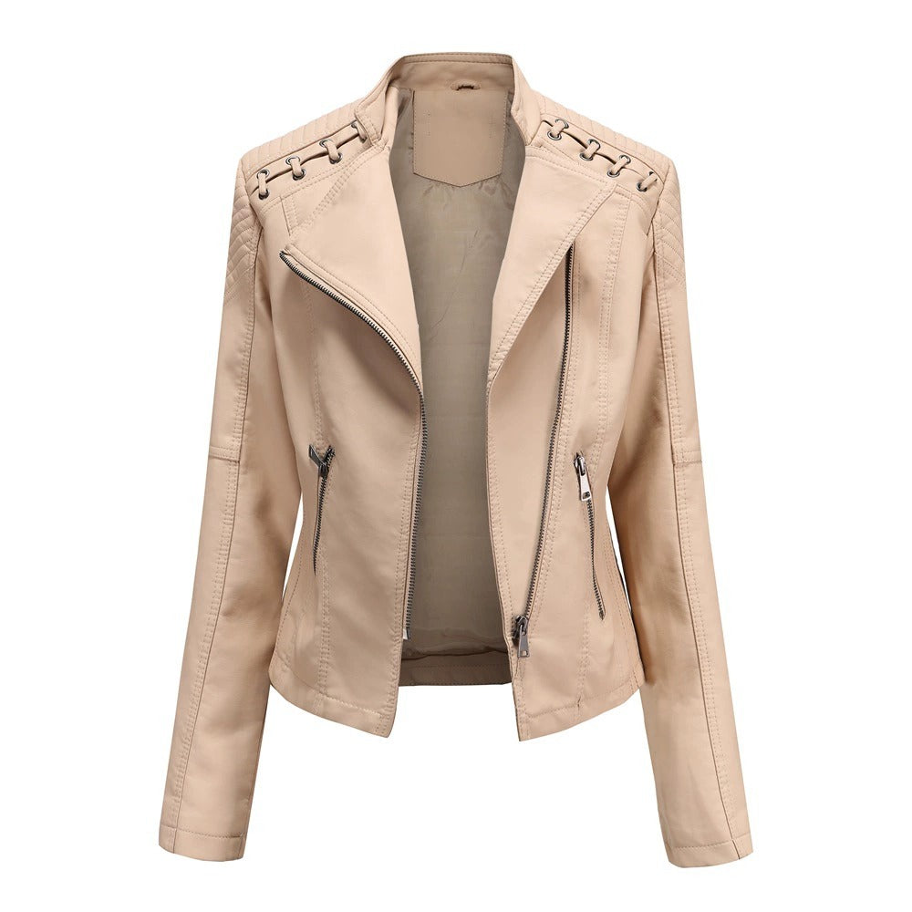 Women's Washed PU Leather Biker Jacket for Chic Everyday Style
