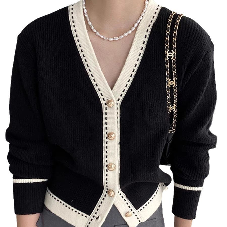 Womens Loose Large V-neck Slimming Bedford Cord Sweater