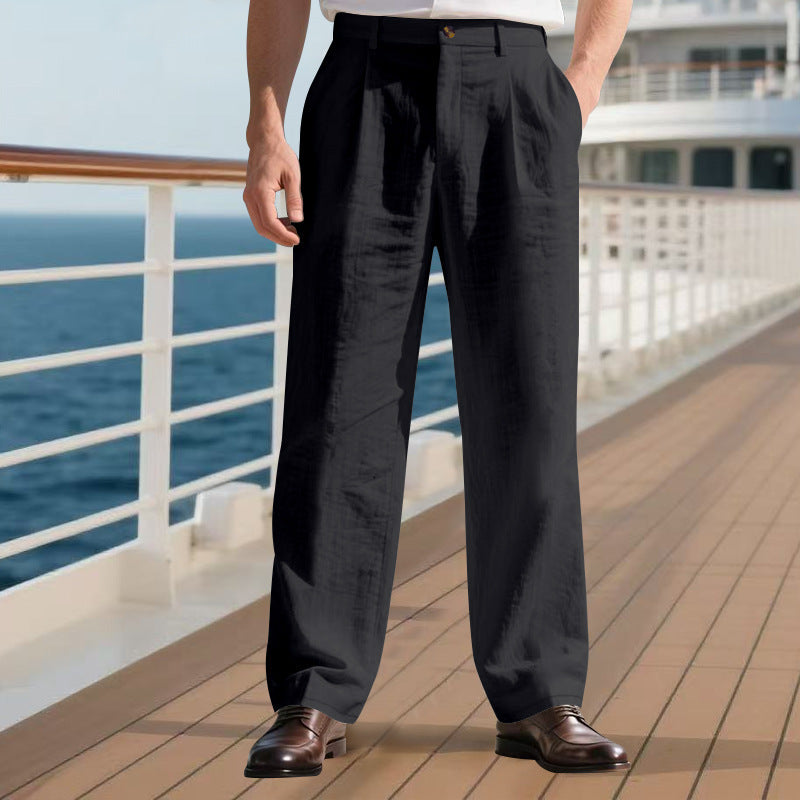 Men’s Straight Linen Business Pants for Comfortable Everyday Elegance