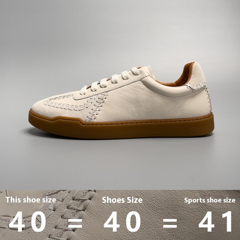 Mens Baseball Low-cut Genuine Leather Sneakers OFF White Shoes