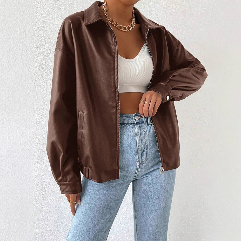 Women's PU Leather Winter Coat for Effortless Chic and Warmth