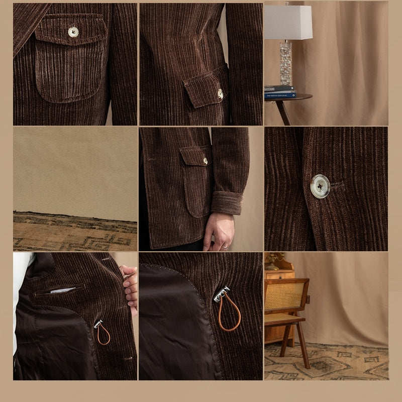 Mens Warm Winter Chenille Corduroy Jacket | High-end Blazer Coat