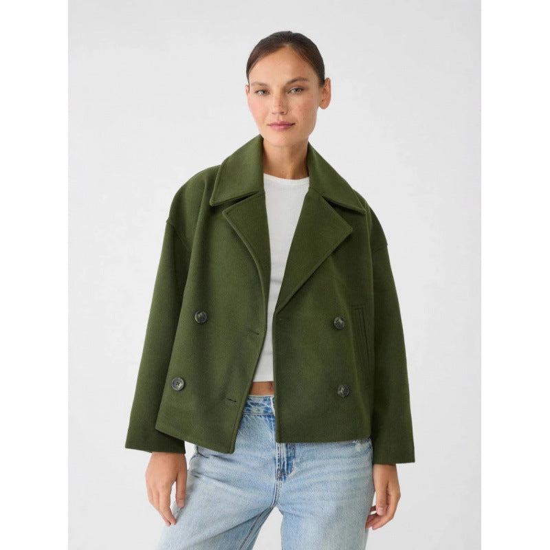 Women's Wool Blend Cropped Peacoat for Modern Elegance and Warmth