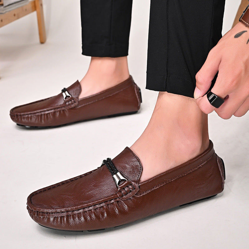 Men’s Plus Size Cowhide Loafers for Effortless British Casual Style