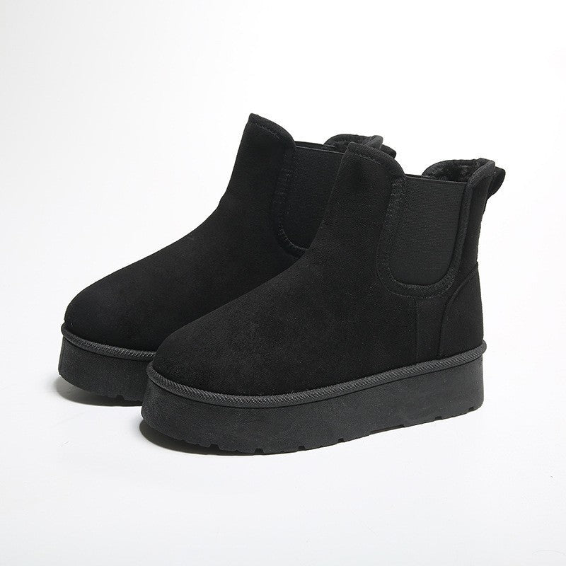 Women's Thick Platform Ankle Boots with Plush Lining for Winter