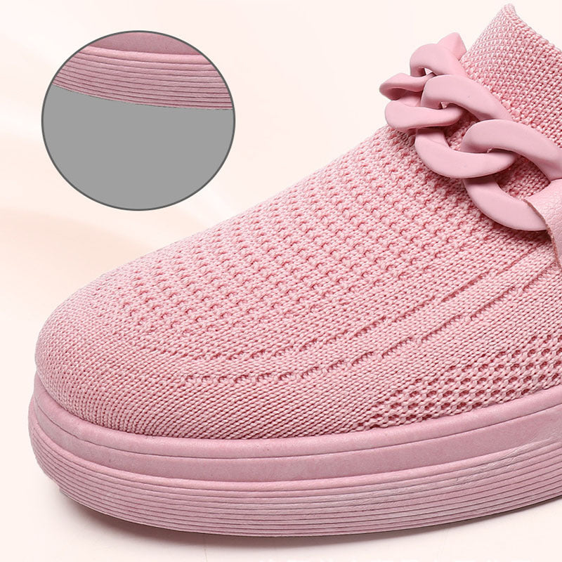 Womens Chain Slip On Flats | Round Toe Comfortable Shoes