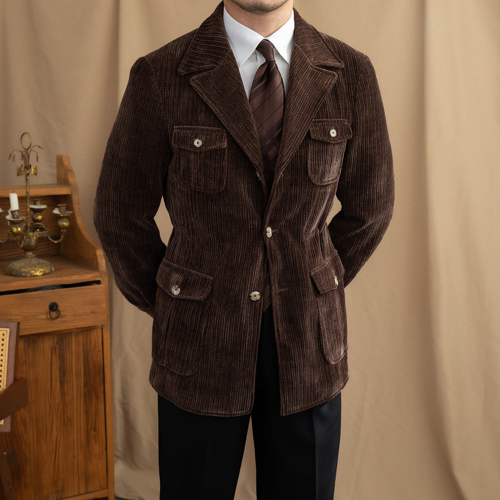 Mens Warm Winter Chenille Corduroy Jacket | High-end Blazer Coat