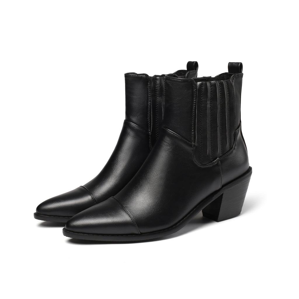 Women's Mid-heel Low-top Solid Color Martin Boots