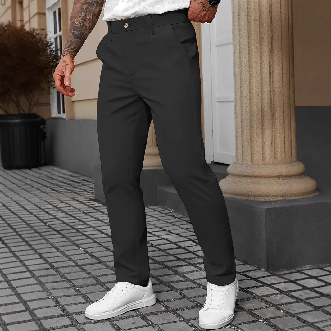 Men’s Solid Color Business Trousers for Smart Casual Everyday Style