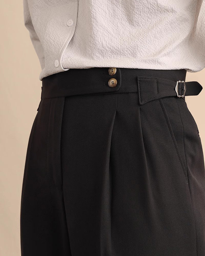 Men’s High Waist Straight Trousers for Classic Old Money Elegance